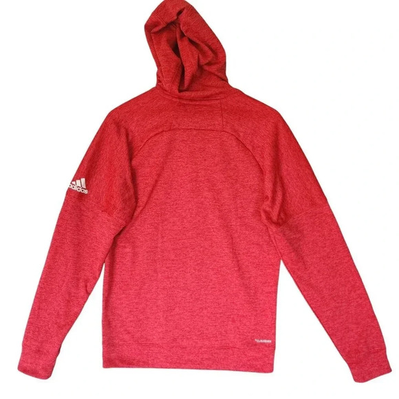New Adidas Team Issue Fleece Hoodie Small Red Long Sleeve Climawarm - Picture 2 of 15